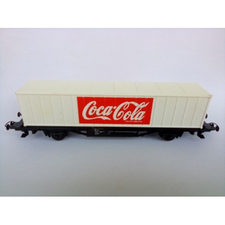 Wagon plat avec porte conteneurs Coca-Cola Lima Jouef HO